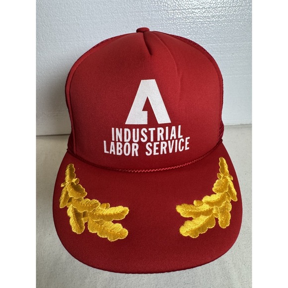 Industrial Labor Service Red Trucker Cap Hat  Snapback Adjustable Baseball Golf - Picture 1 of 6